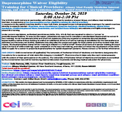 Buprenorphine Waiver Eligibility Training for Clinical Providers: Albany Med Family Medicine interest Group, and Albany Med Addiction Coalition